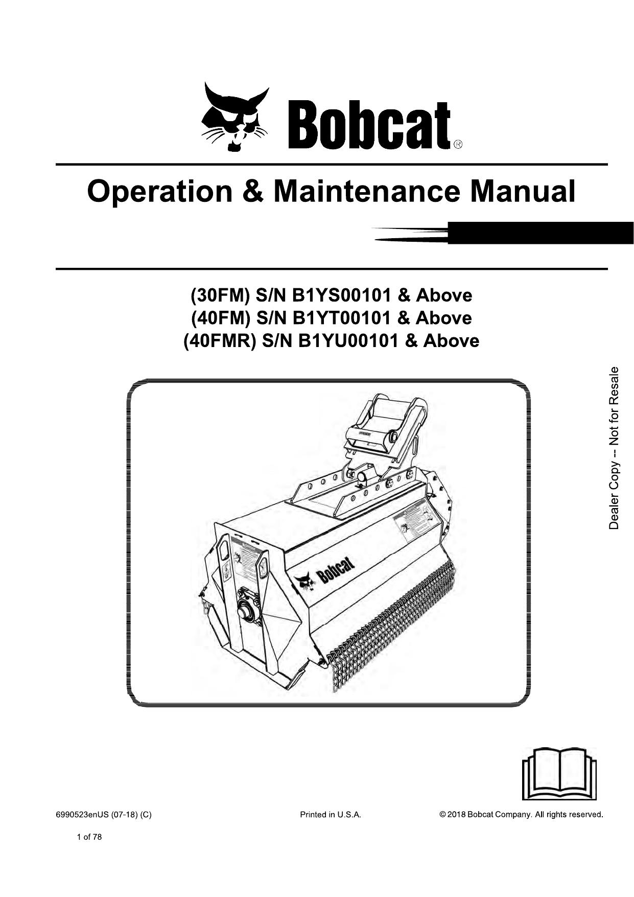 Flail Mower Attachment Operation & Maintenance Manual Bobcat